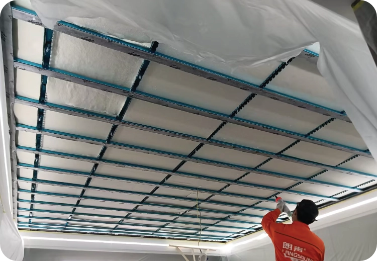 Cassette keel framing installed for an acoustic ceiling